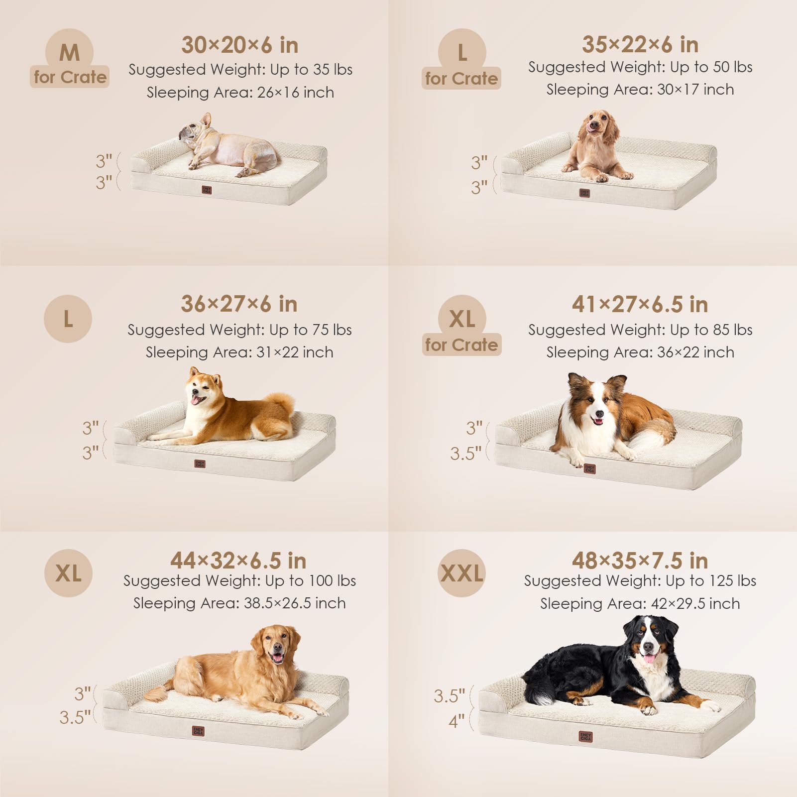 Cama para perros EHEYCIGA diseño en L con soporte cuello