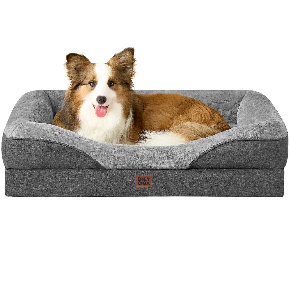 Cama EHEYCIGA con espuma de memoria para perros grandes, soporte cómodo durante el descanso.