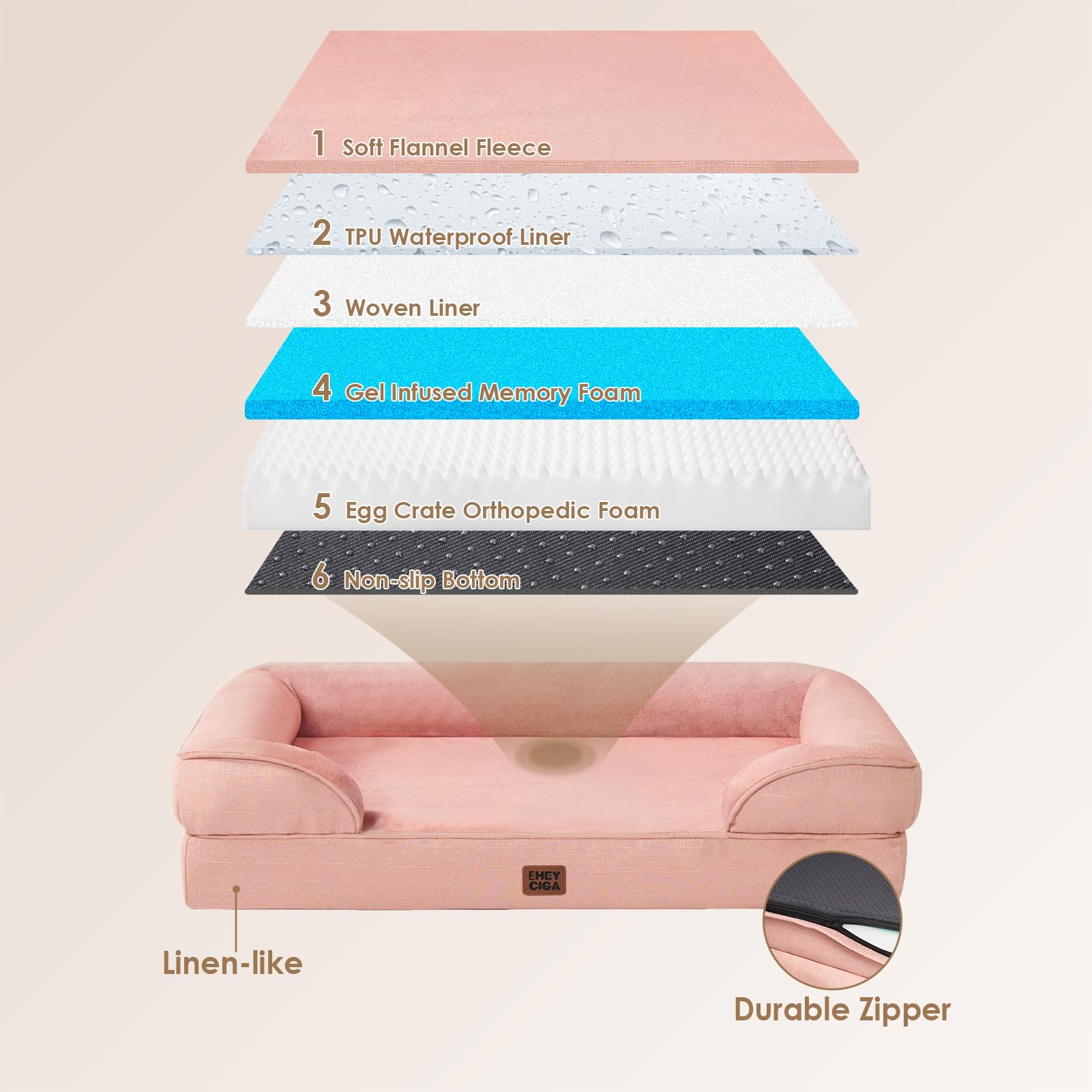 Cama para perro grande con espuma memoria y diseño ergonómico