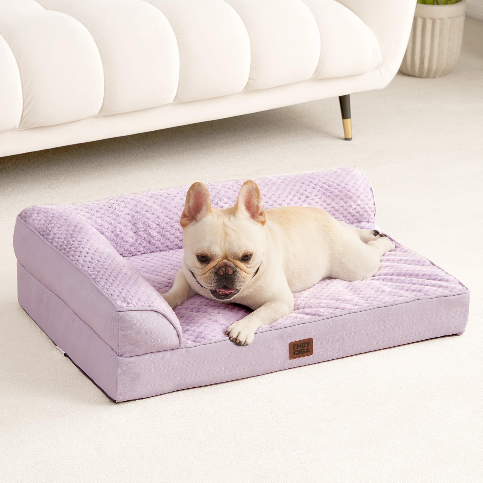 Dimensiones 35x22x6 pulgadas de la cama EHEYCIGA en lavanda