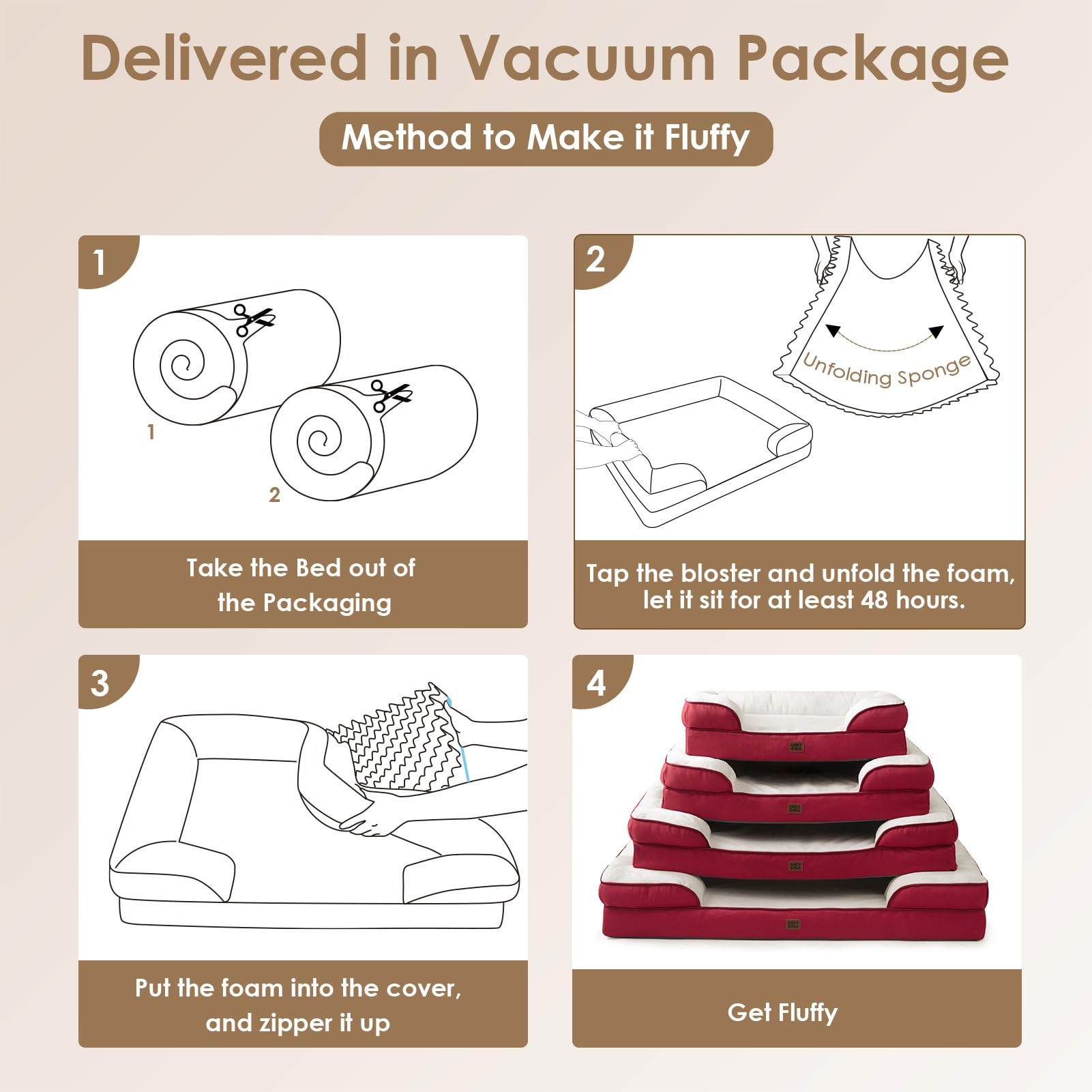 Cama EHEYCIGA tallas disponibles para perros grandes.