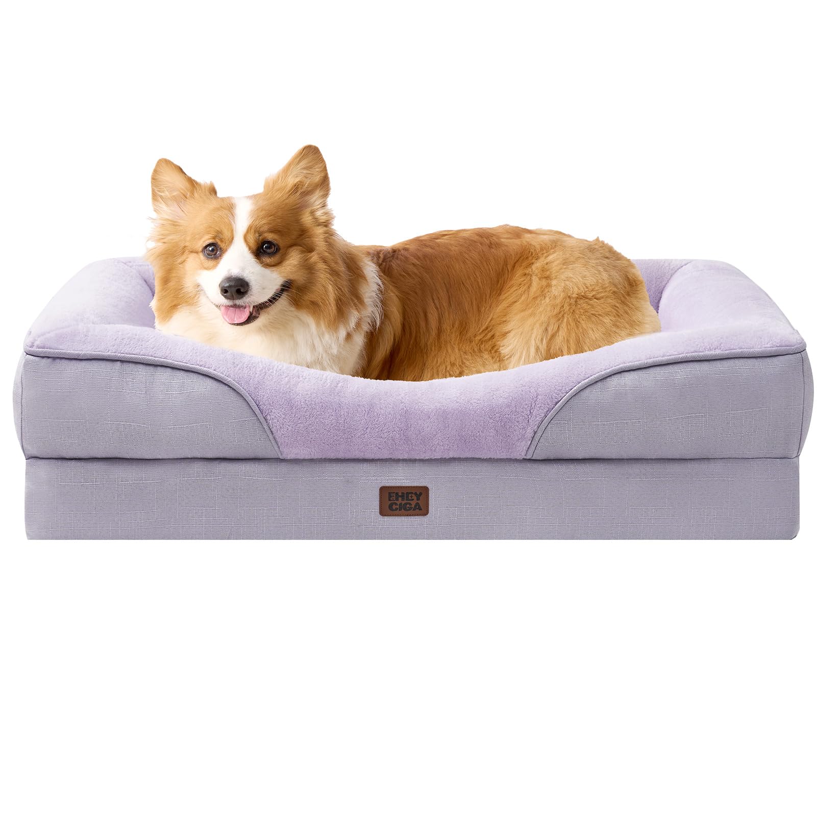 Cama para perro EHEYCIGA con espuma de memoria mediana en color morado.