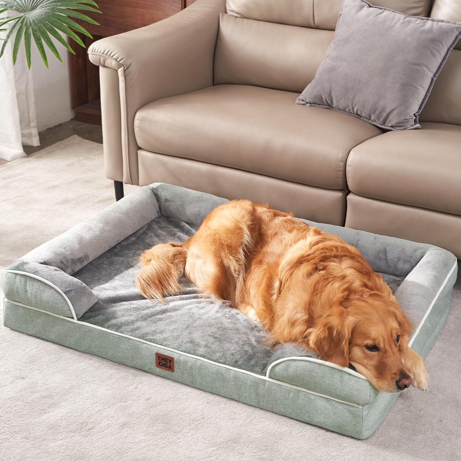 Diseño Gris-Verde de la cama para combinar con la decoración