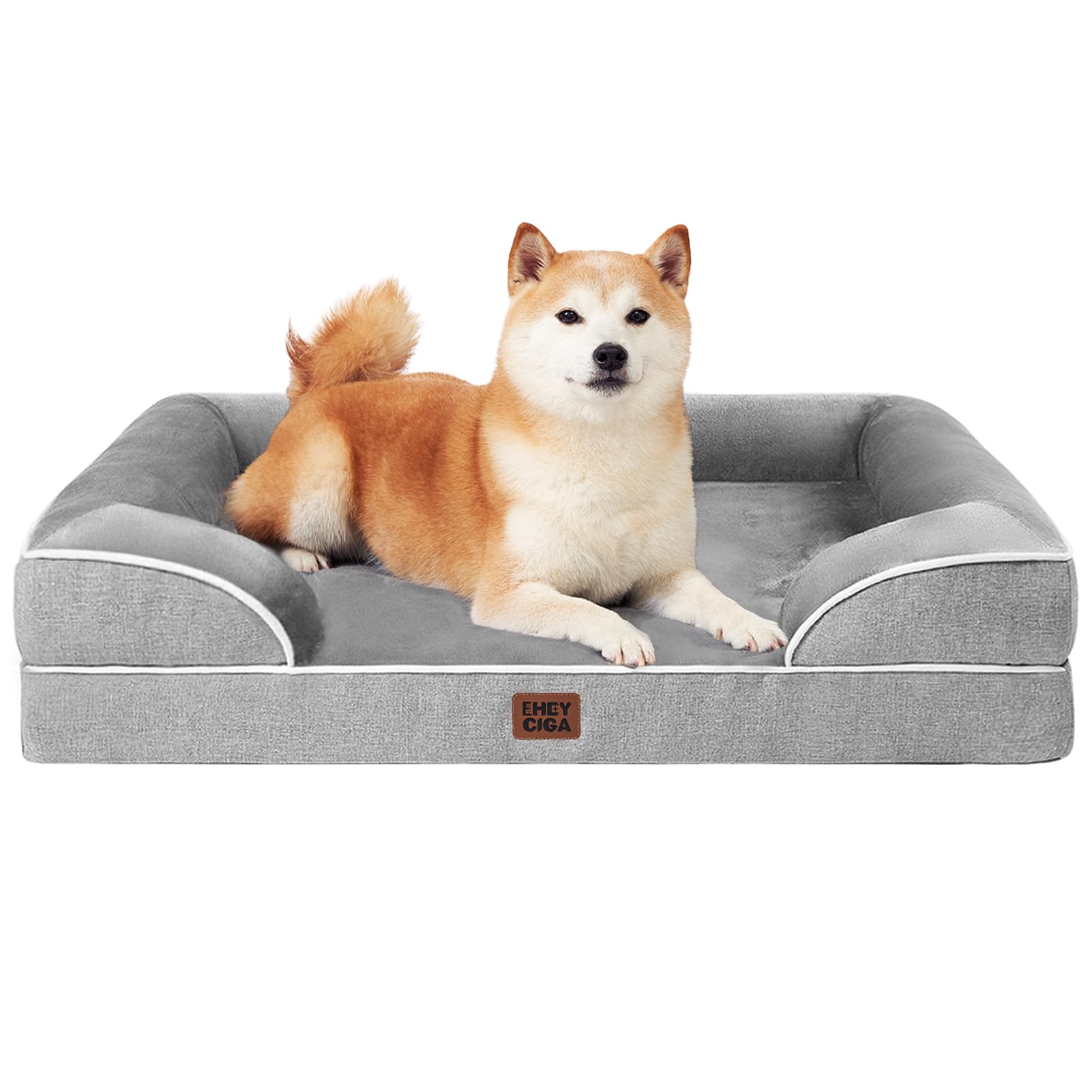 Cama ortopédica EHEYCIGA para perros grandes con soporte.