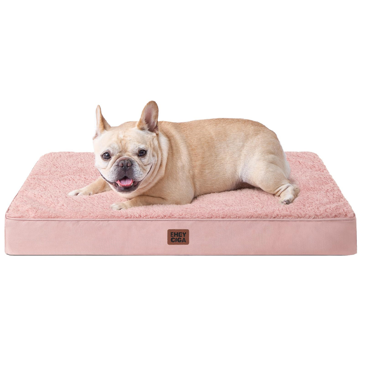 Cama ortopédica EHEYCIGA para perros pequeños, rosa, superficie suave para descanso cómodo.