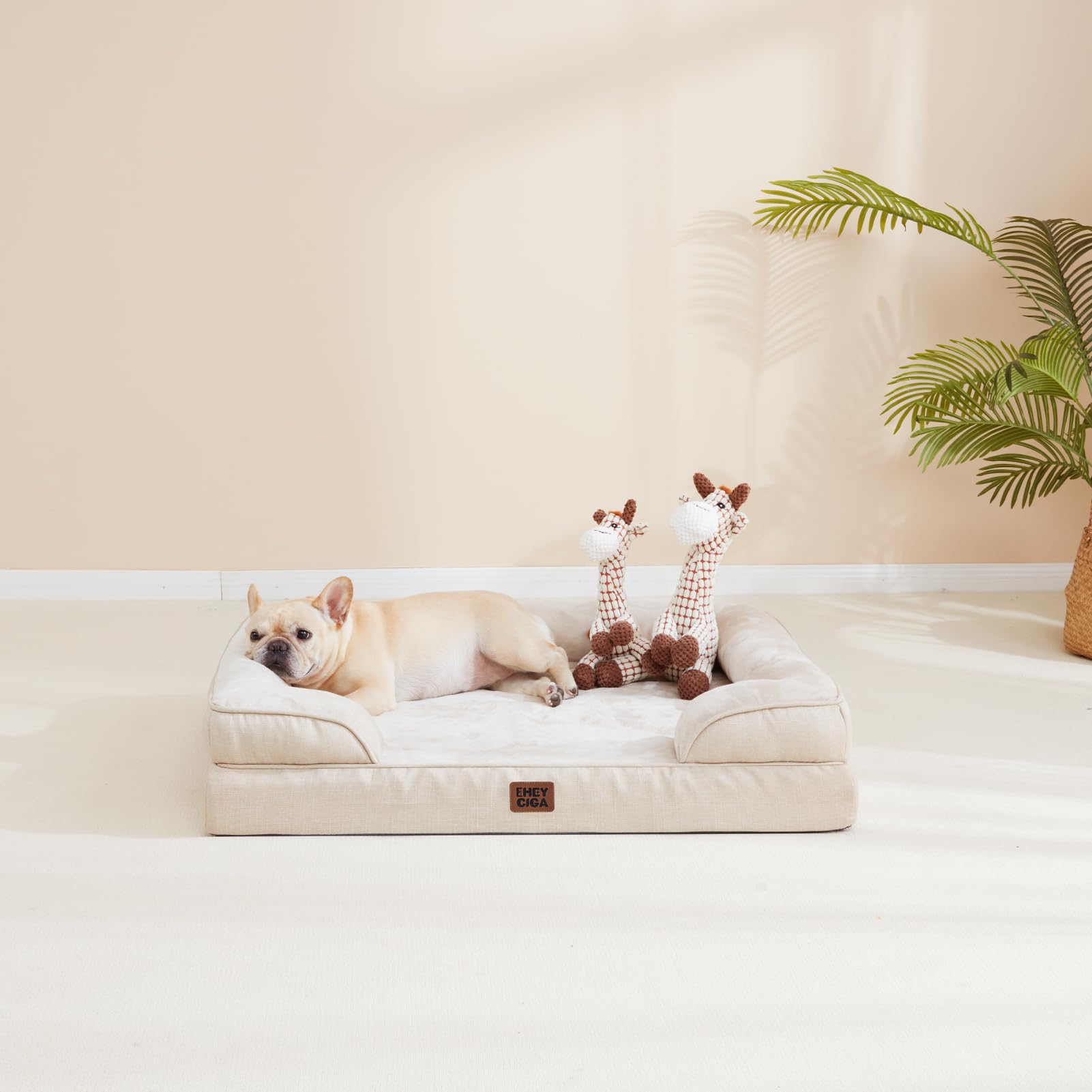 Color beige neutro se integra bien en cualquier habitación para perros XL.