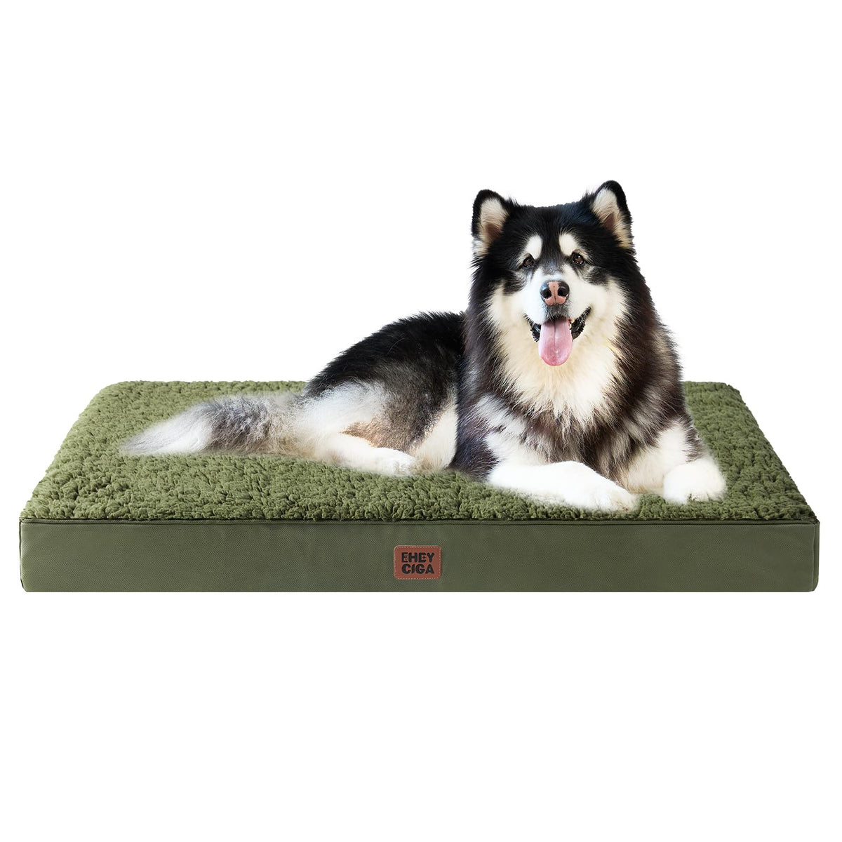 Cama ortopédica EHEYCIGA XXL con espuma huevo para soporte cómodo de perros grandes.