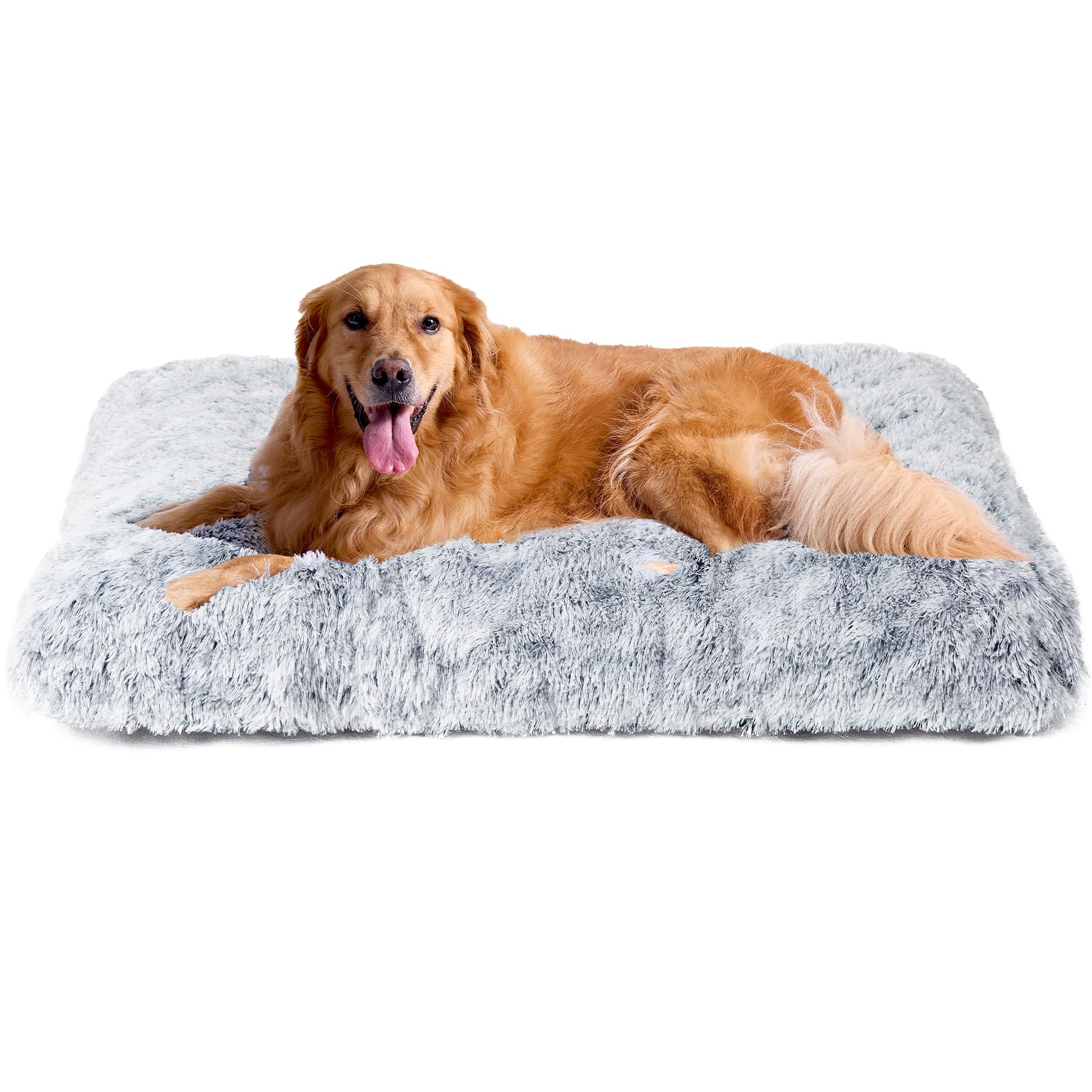 Cama EHEYCIGA para perros extragrandes con peluche suave gris.