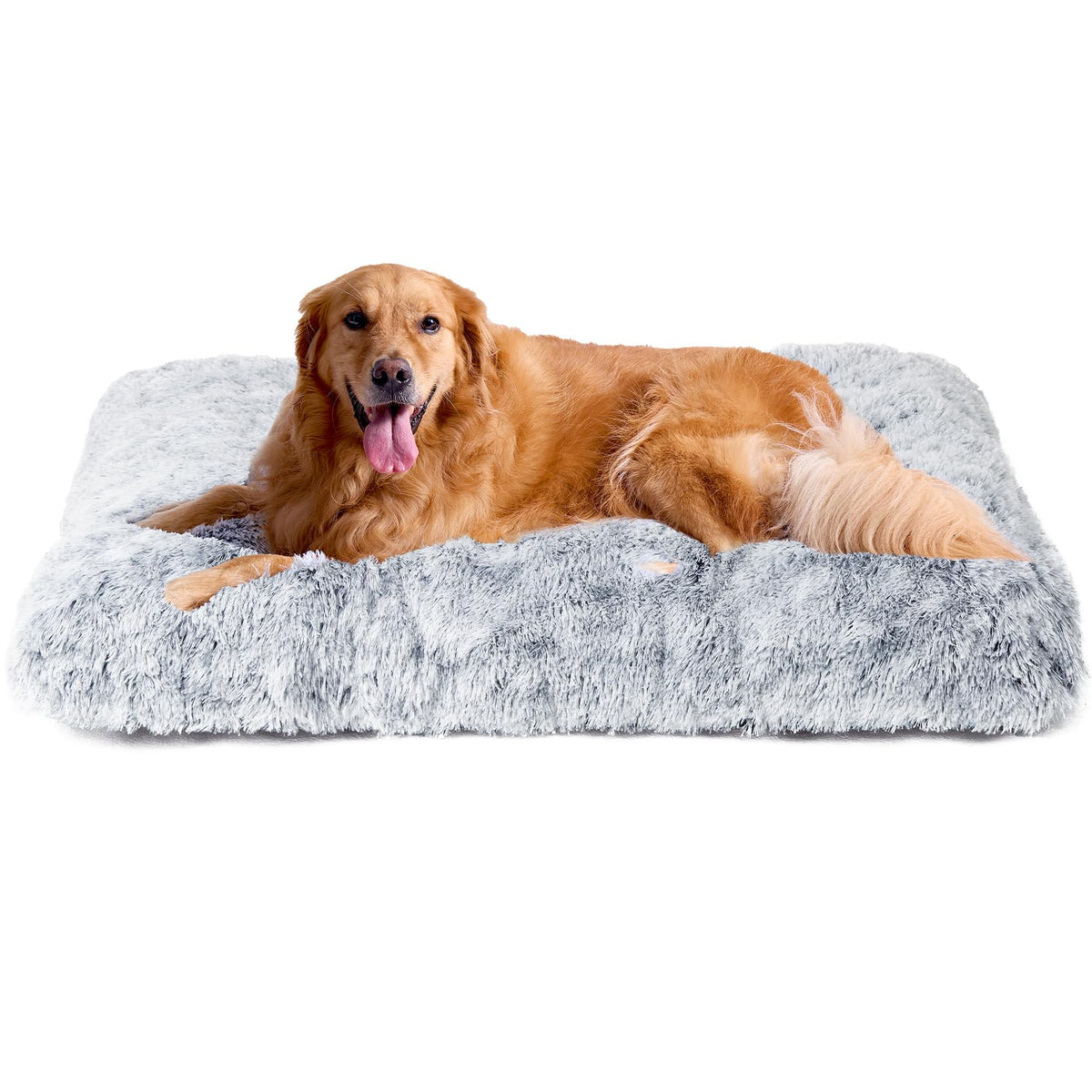 Cama EHEYCIGA para perros extragrandes con peluche suave gris.