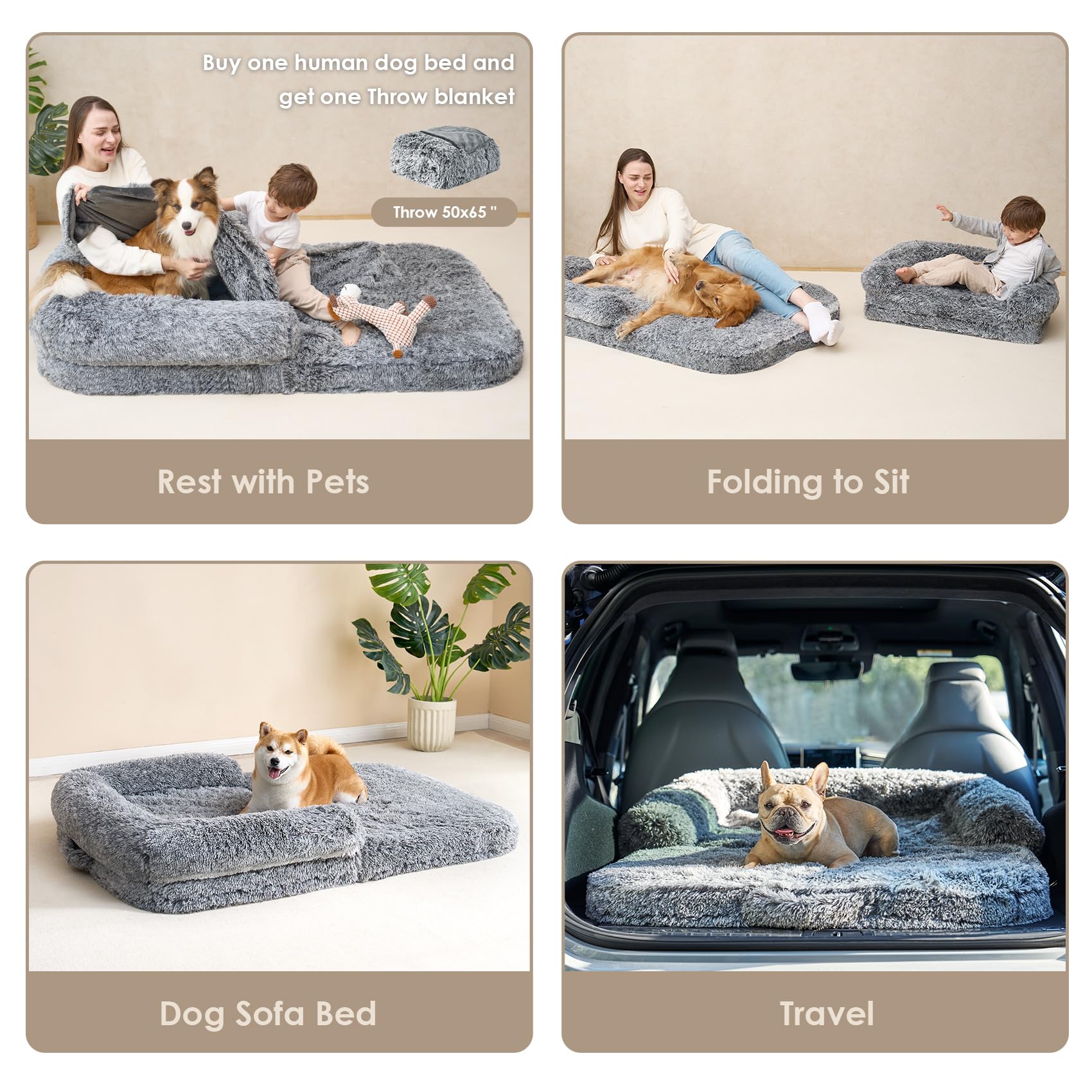 Cama EHEYCIGA XXL, funda lavable, limpieza fácil.