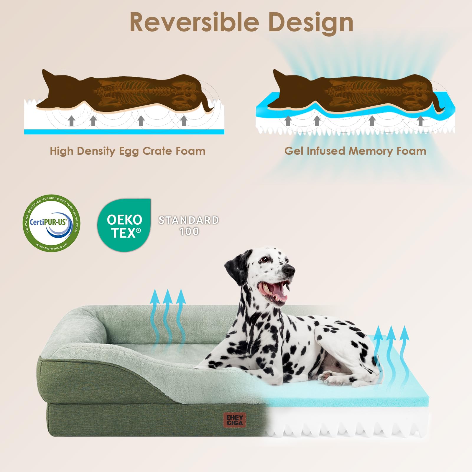 Cama EHEYCIGA con diseño de sillón ortopédico y bordes envolventes.
