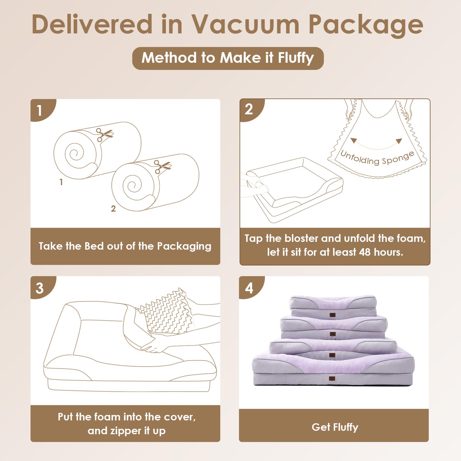 Cama EHEYCIGA de tamaño mediano en morado para perros medianos.