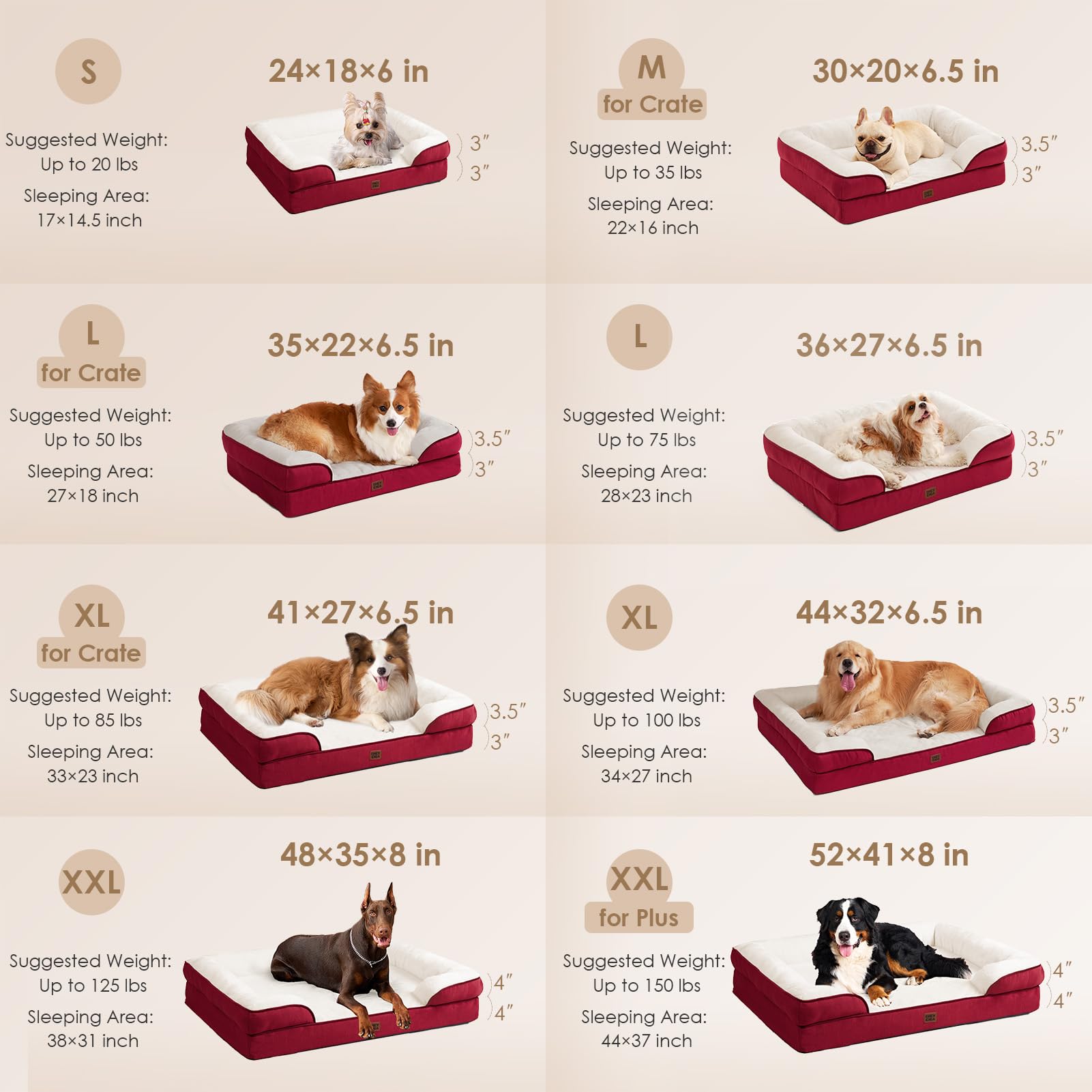 Cama EHEYCIGA XL con bordes 4-lados para apoyo de cuello.