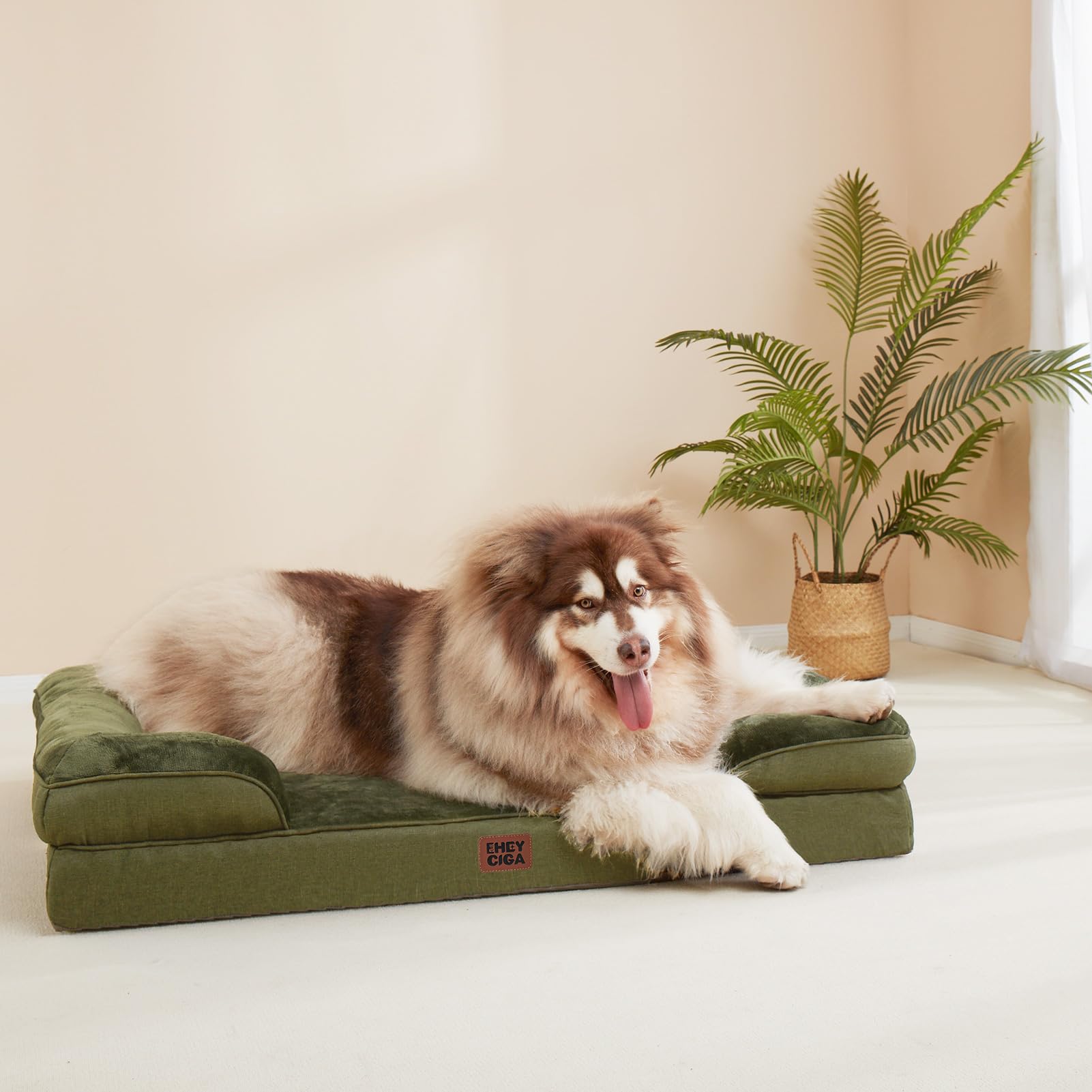 Cama EHEYCIGA en color verde oliva para combinar con la casa.
