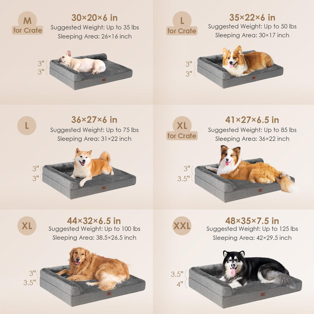 Cama EHEYCIGA XL con diseño en L para soporte del cuello.