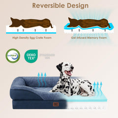 Cama EHEYCIGA para perros XXL con bordes que abrazan cuello y cabeza.