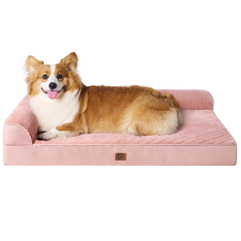 Cama EHEYCIGA para perros grandes con diseño en L y mayor apoyo cervical.