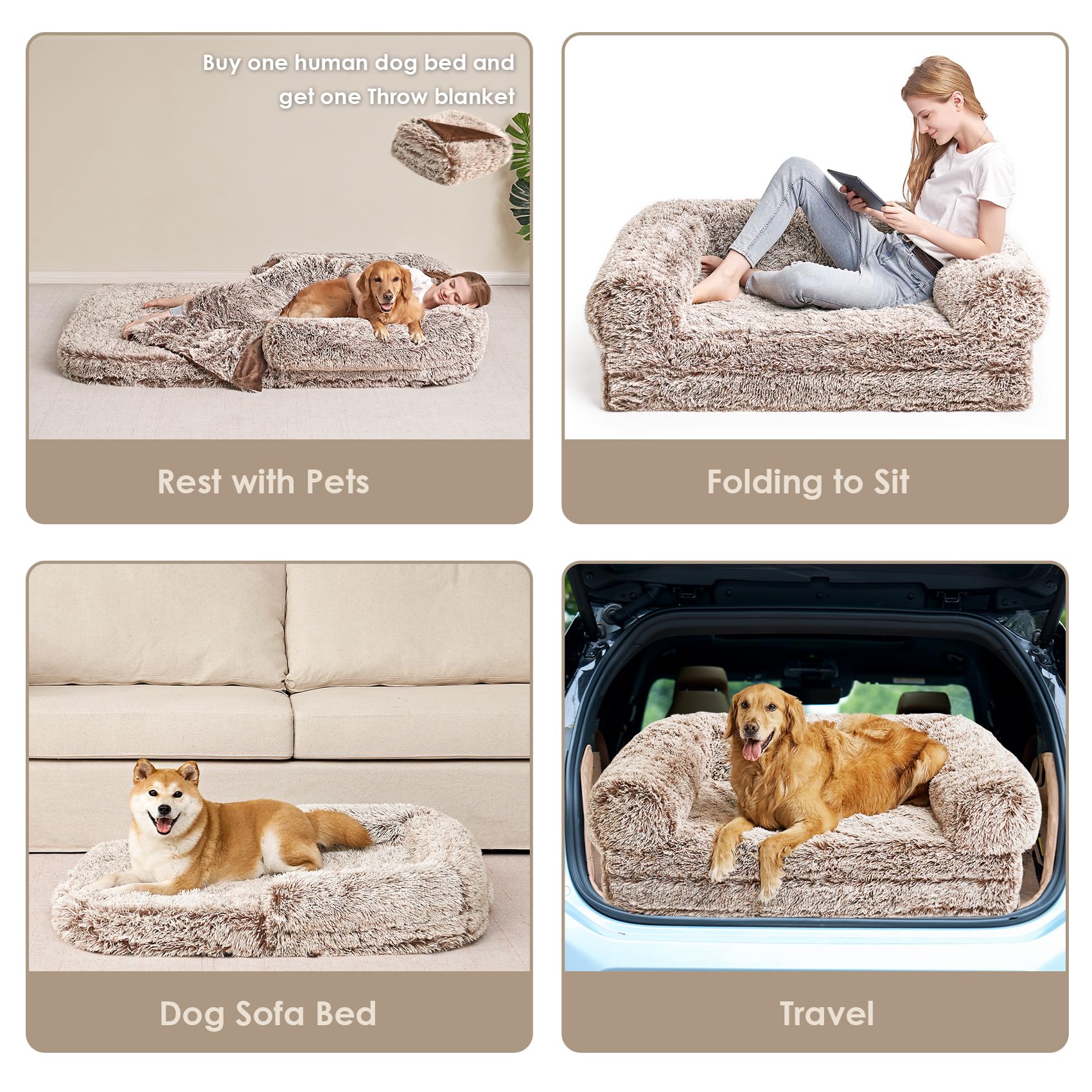 Cama humana de 72x44x11 pulgadas de EHEYCIGA.