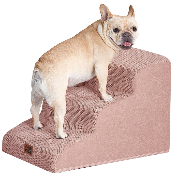 Escaleras curvas de EHEYCIGA para perros pequeños, vista frontal, ideal para subir al sofá.