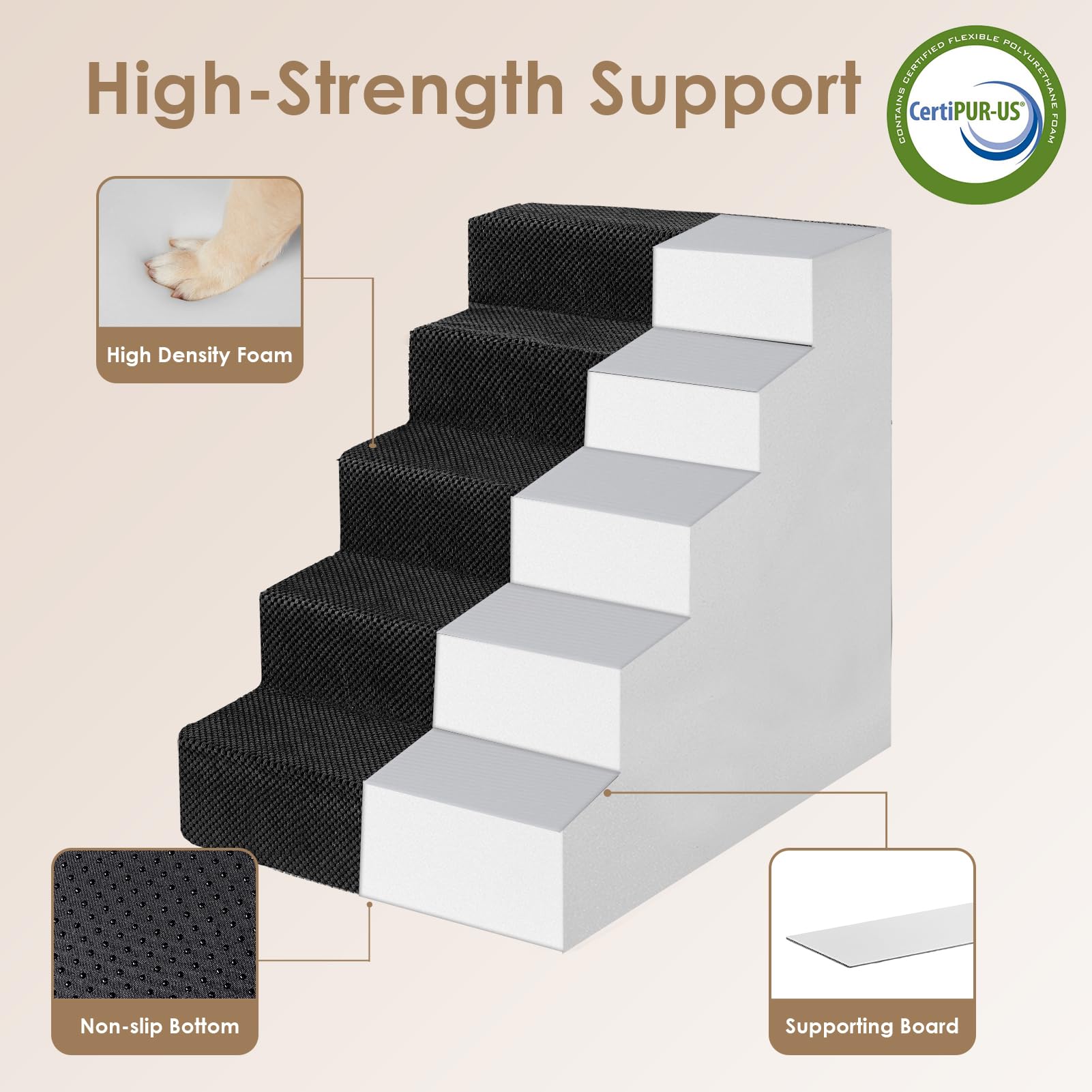 Escalera de 3 pasos EHEYCIGA para cama baja, fácil acceso.