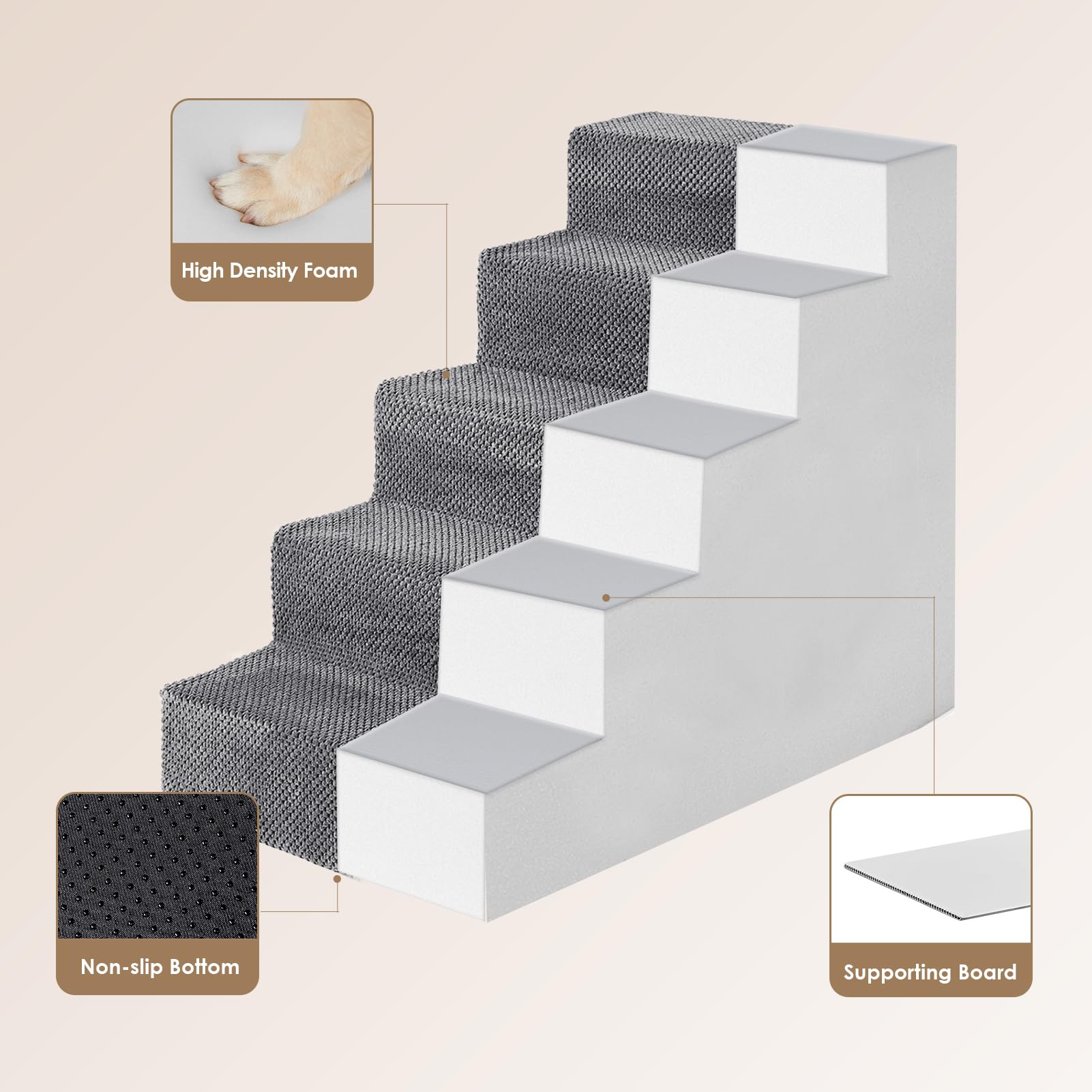 EHEYCIGA escalera antideslizante para interiores, seguridad para mascotas.