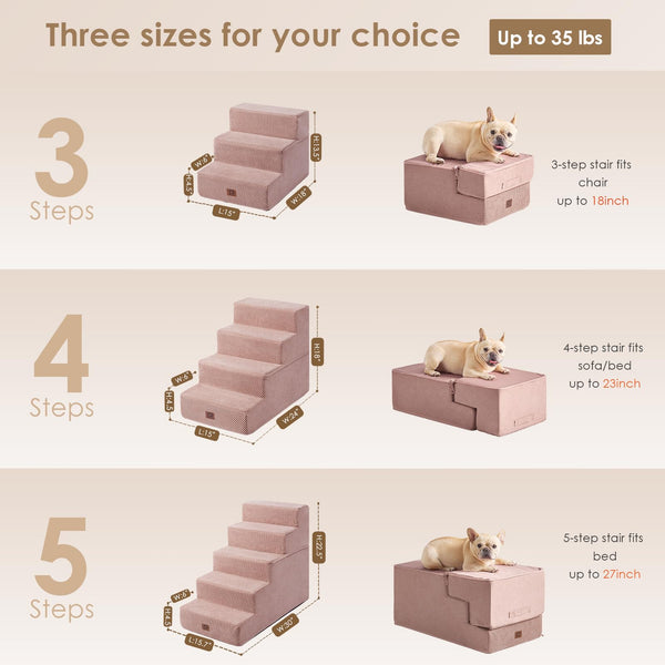 Escalera para perros EHEYCIGA en borde de cama, ideal para perros pequeños.