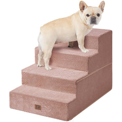 EHEYCIGA escaleras para perros 4 pasos en cama de 20 pulgadas, rosa, facilita subir.