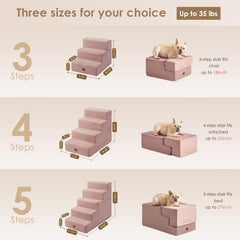 Escaleras para interiores EHEYCIGA antideslizantes en color rosa para mascotas.