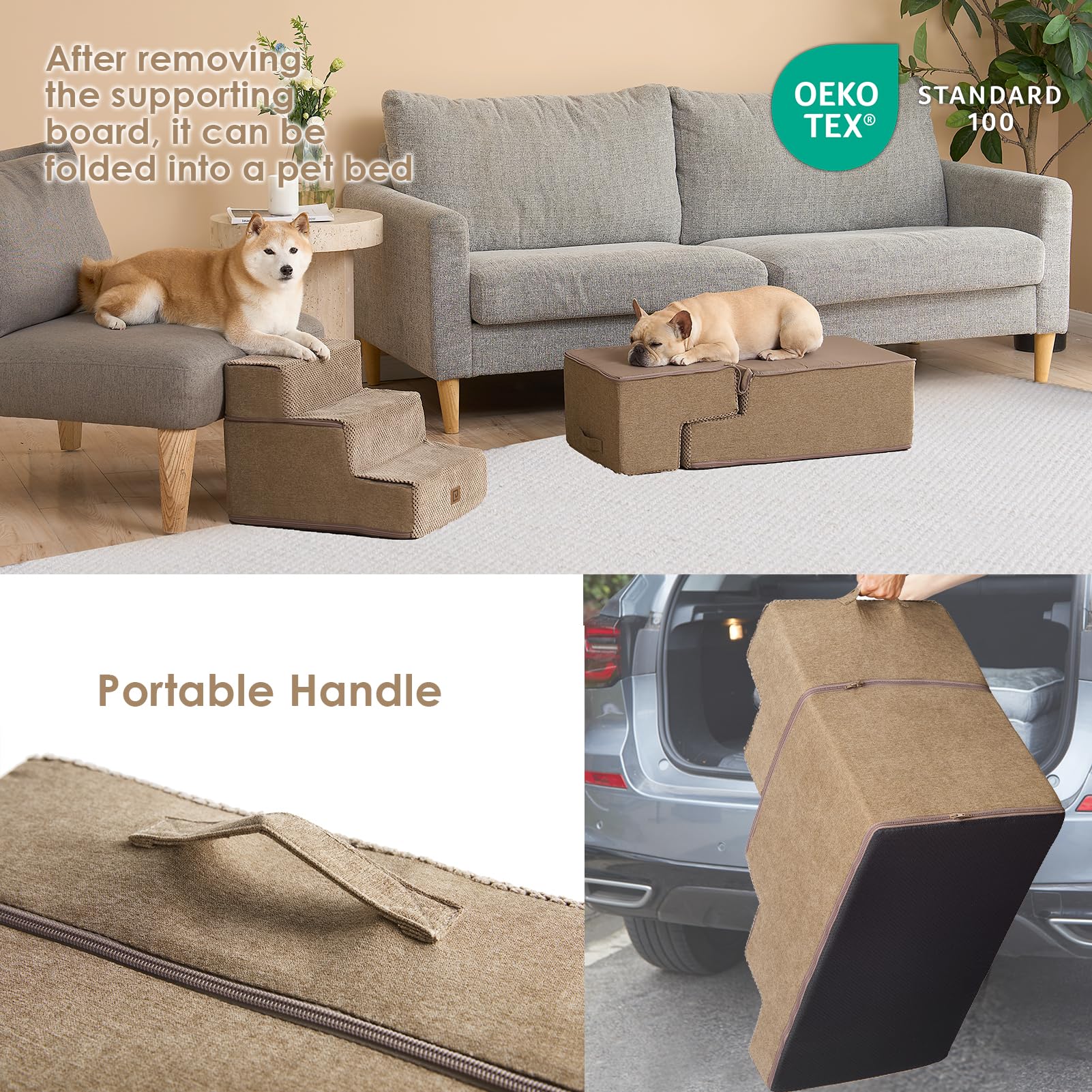 Funda lavable de escalera EHEYCIGA, camel, fácil de limpiar.