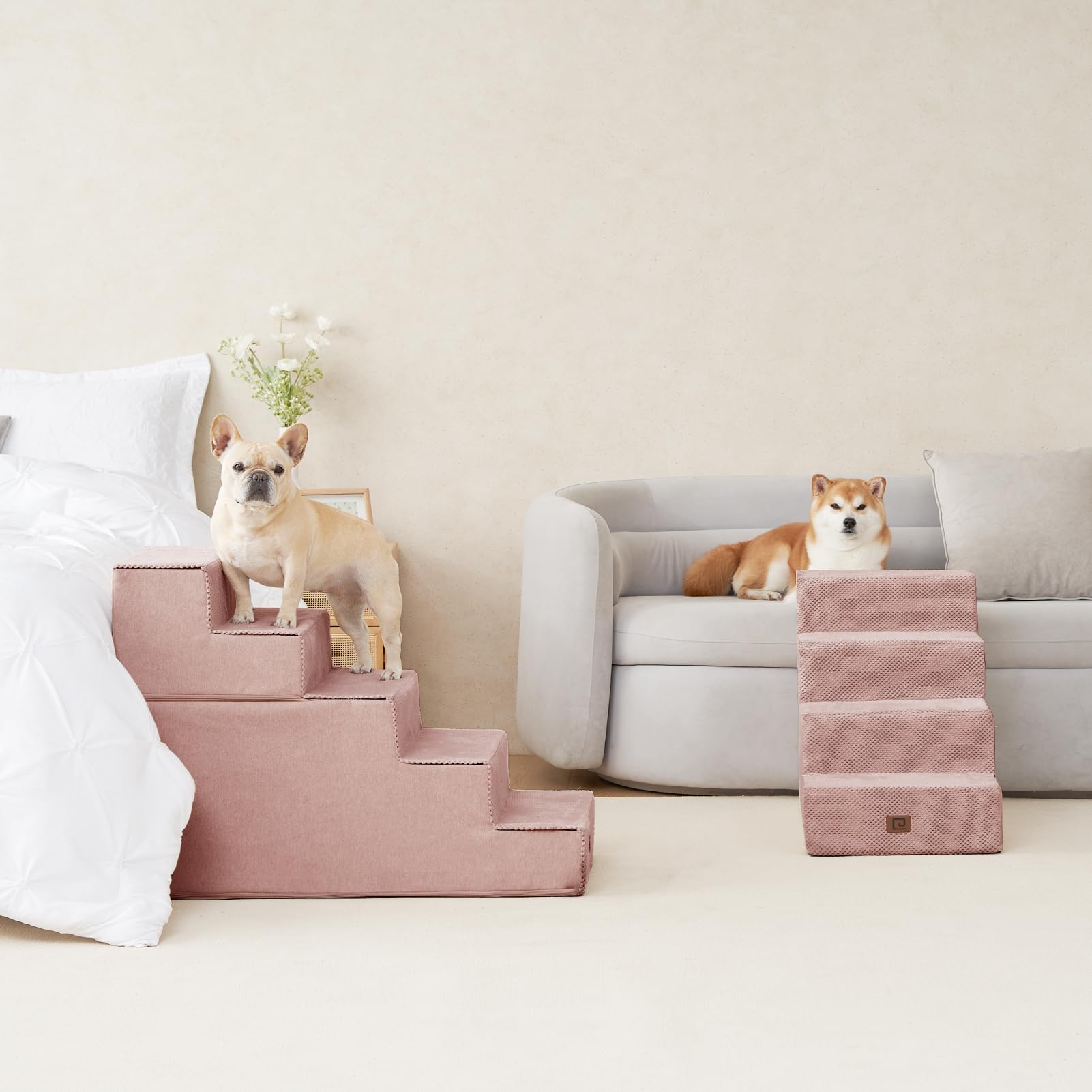 EHEYCIGA uso interior, escalera para mascotas, rosa.