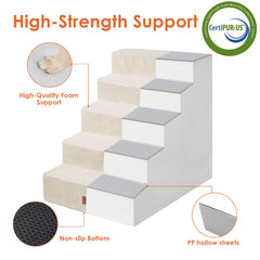 Escaleras EHEYCIGA para perro de 3 pasos en sofá, ideal para muebles.