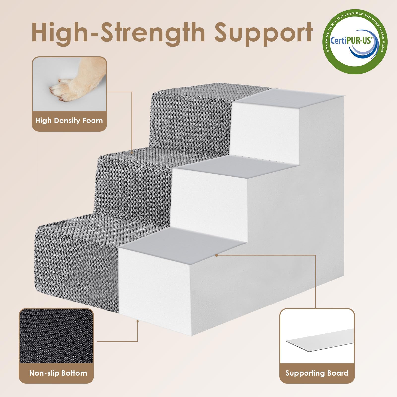EHEYCIGA escalera plegable, espuma de alta densidad para confort seguro