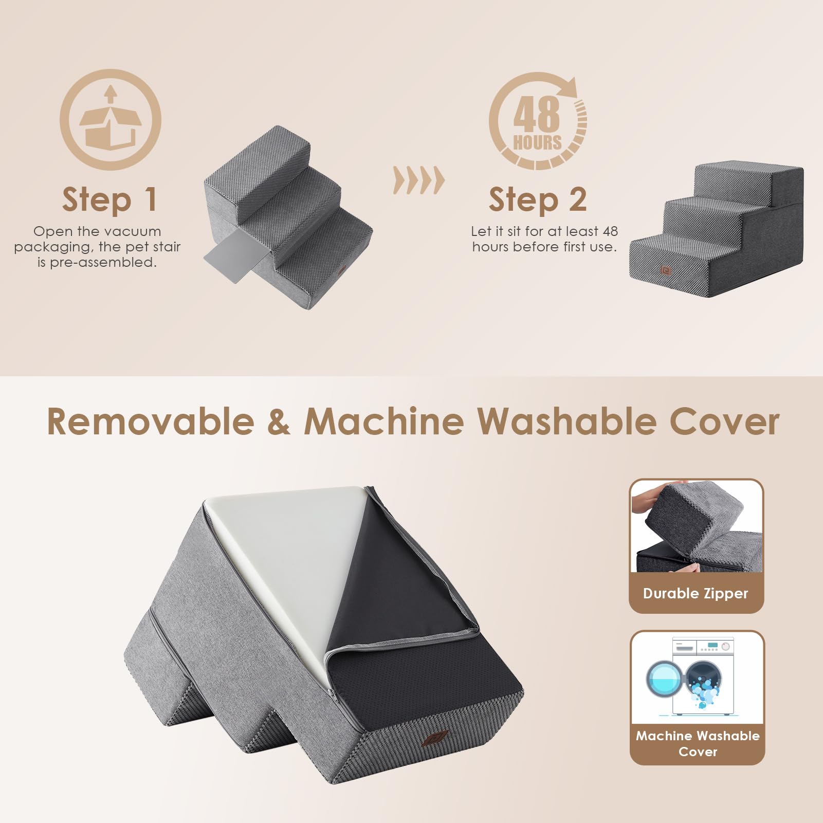 Escalera EHEYCIGA de tamaño compacto, ideal para espacios pequeños