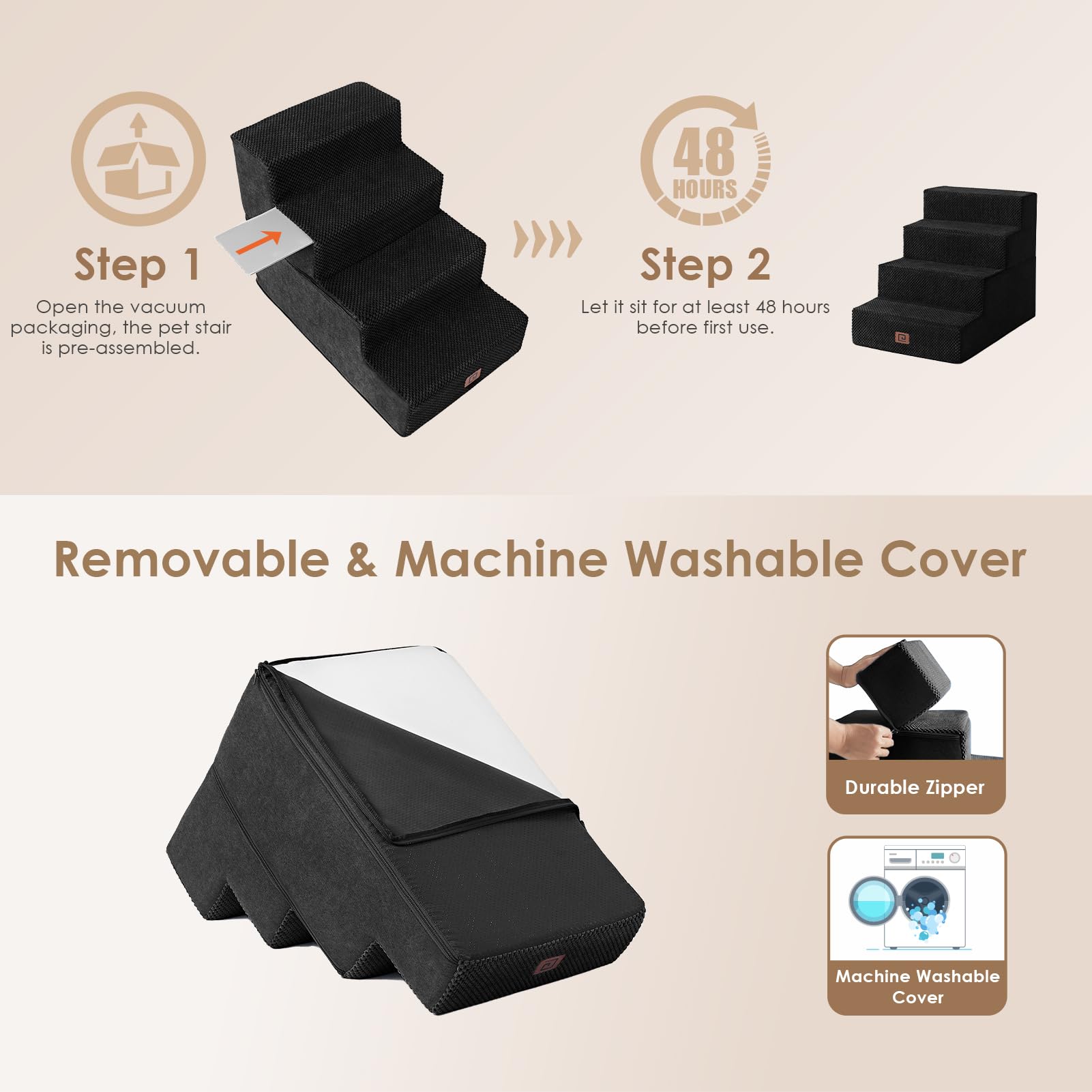 EHEYCIGA escalones de borde removible, lavable para mascotas