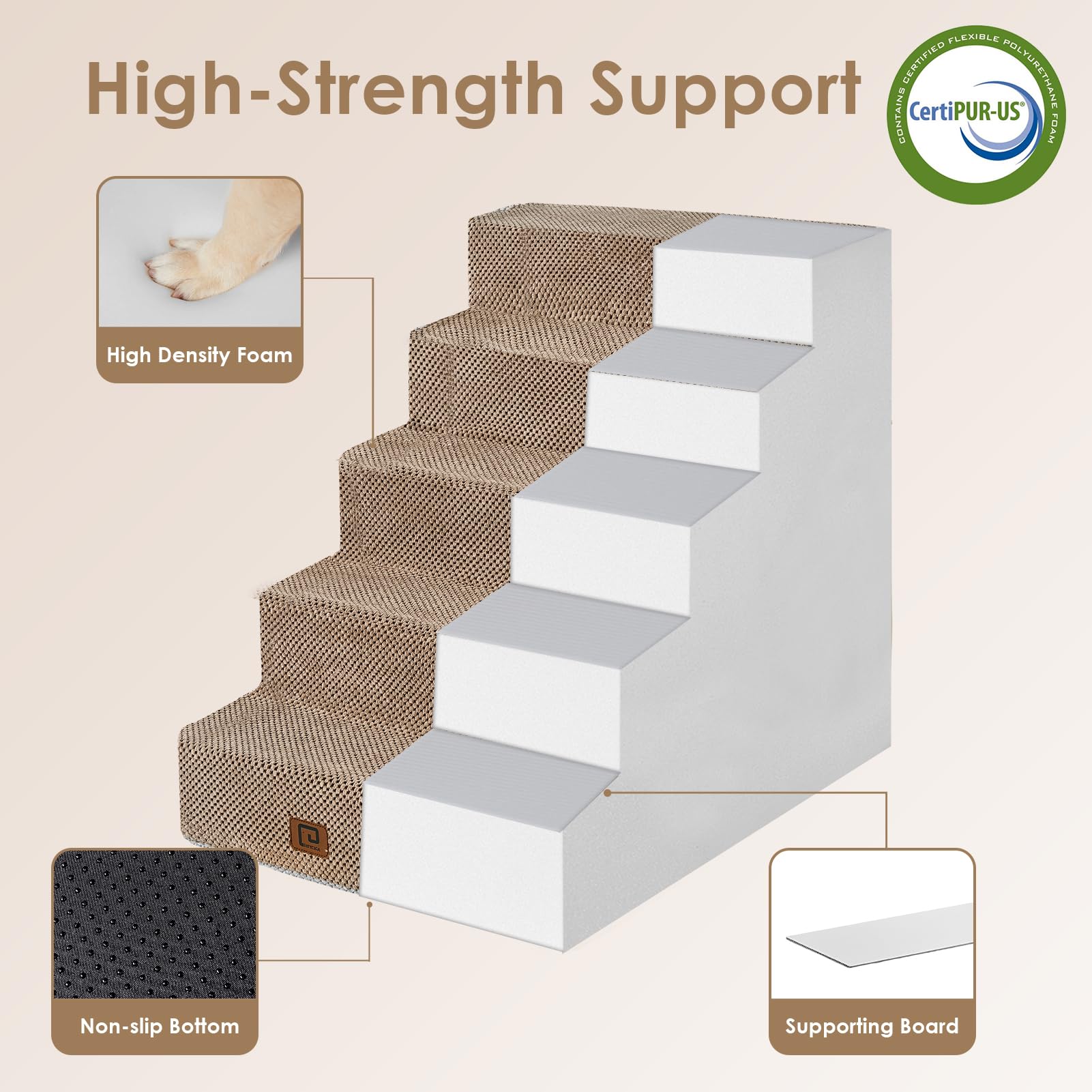 Escalones de 4 pasos para cama mediana, acceso cómodo