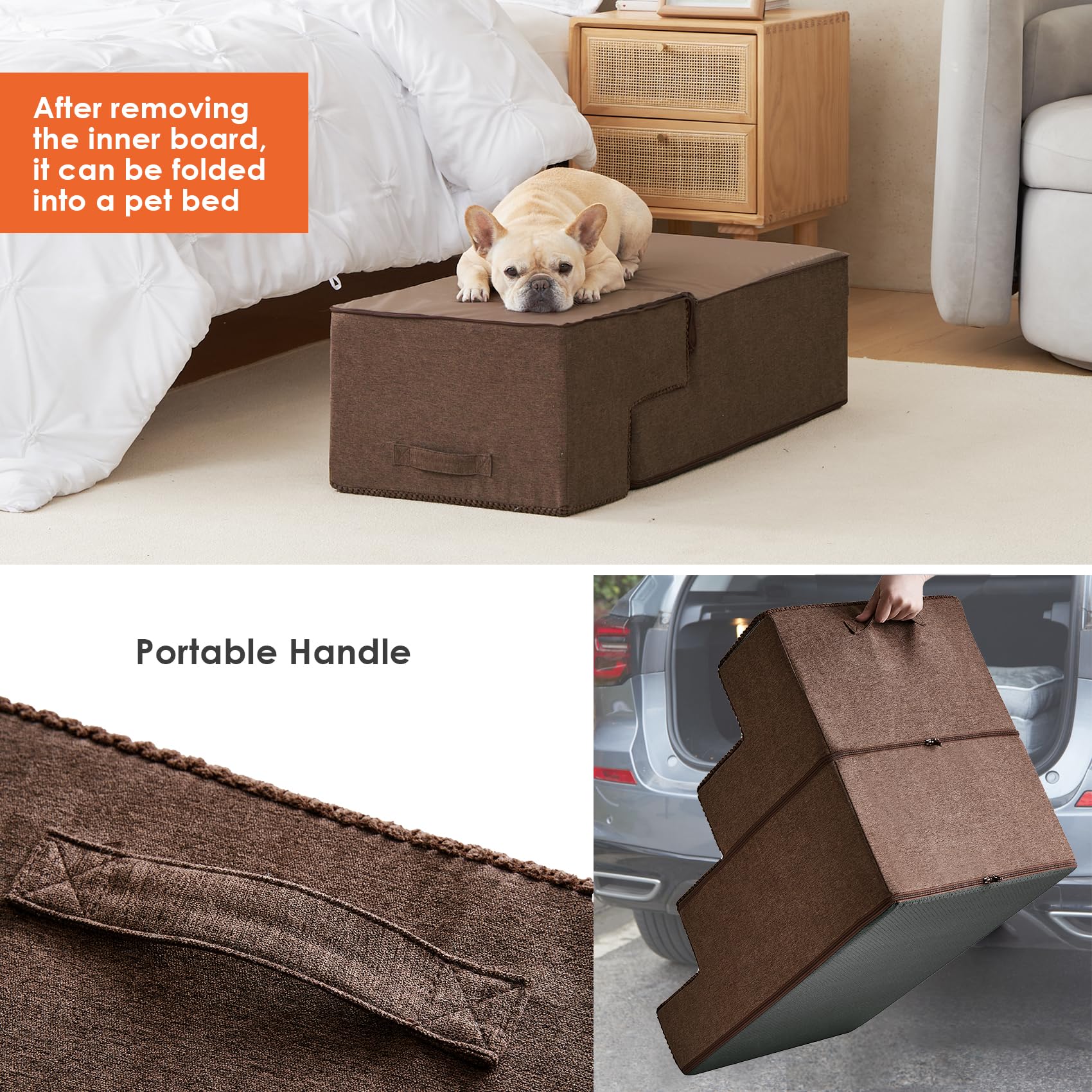 Escalones plegables de EHEYCIGA, guardarlos ocupa poco espacio.