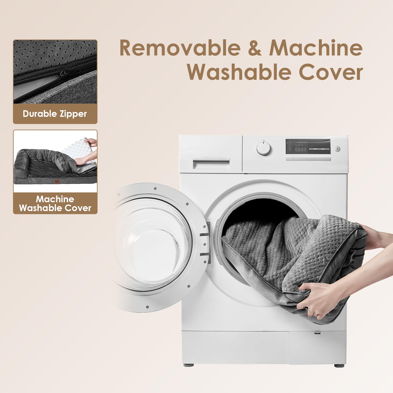 Cama EHEYCIGA XL funda desmontable con cremallera para lavado.