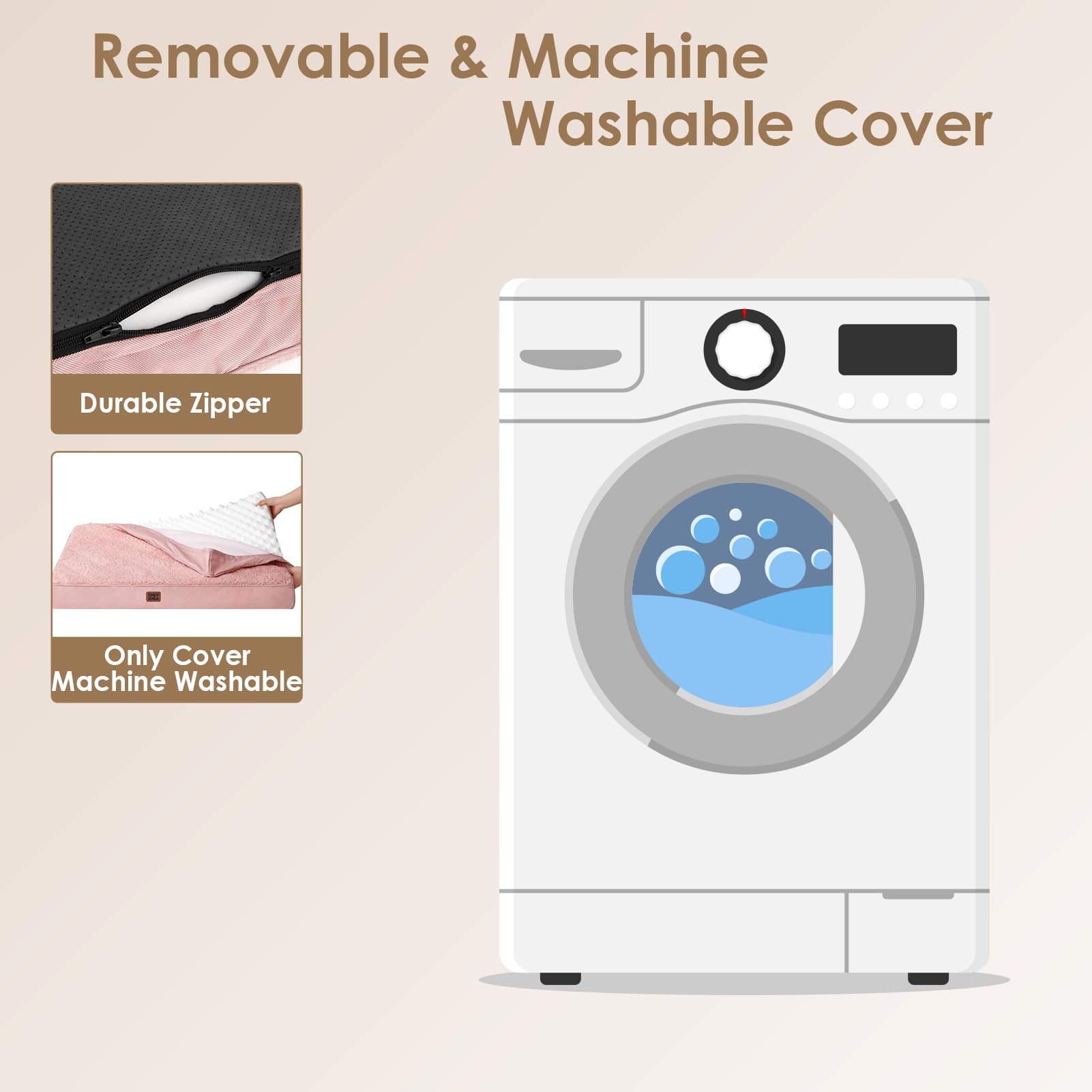 Funda removible para cama perro EHEYCIGA XL, fácil limpieza y cuidado.