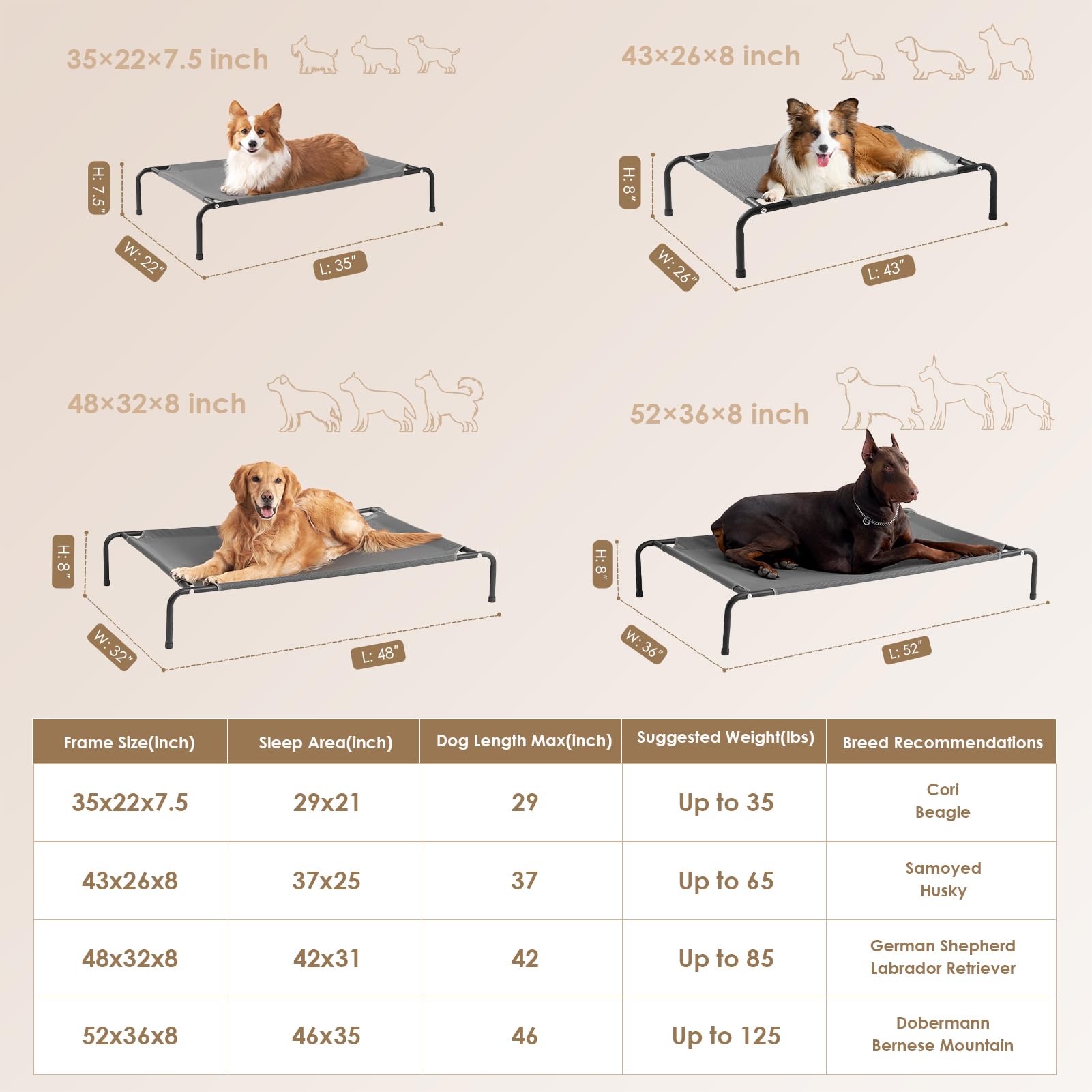 EHEYCIGA XXL estructura-metalica-fuerte: equilibrio seguro para perros pesados