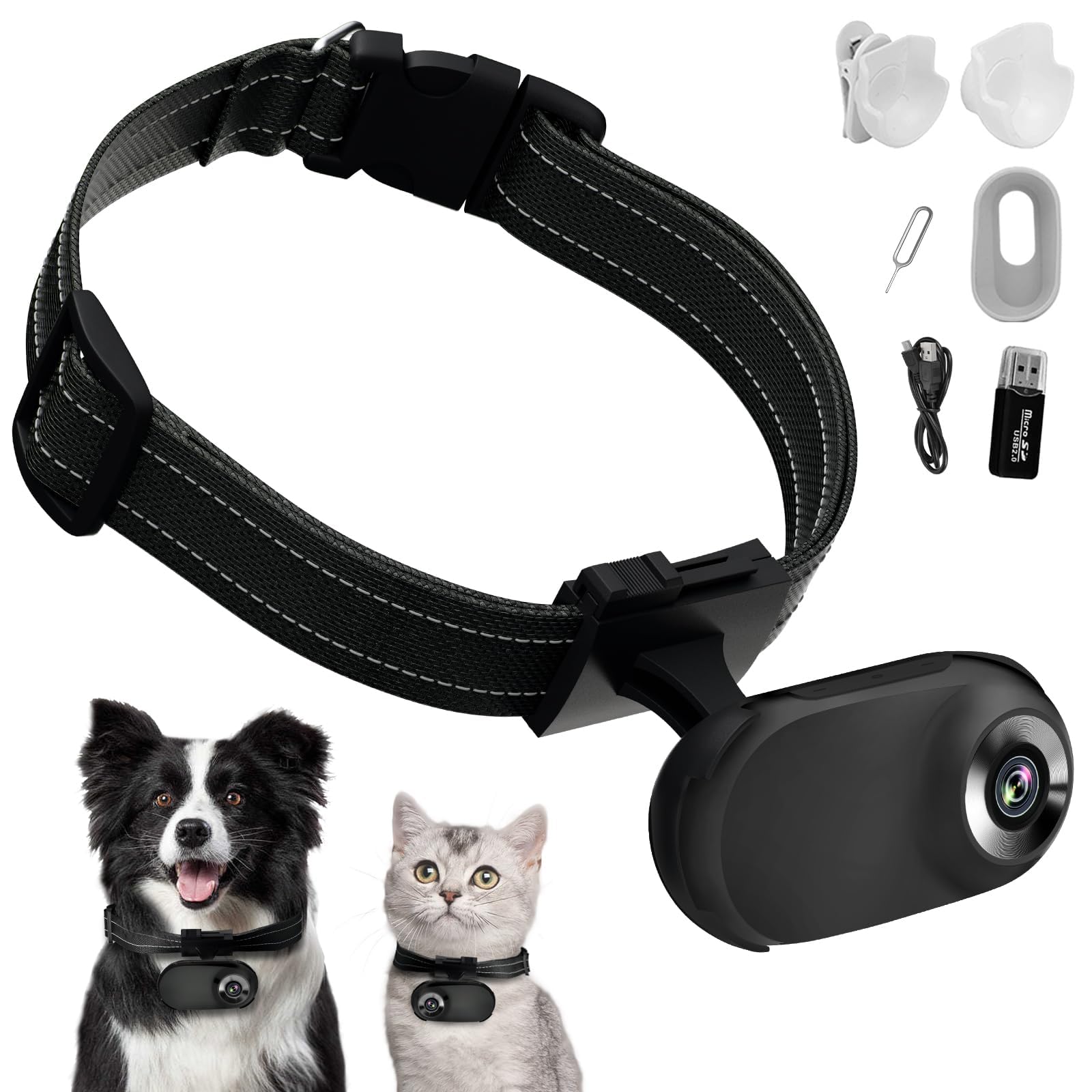 ehomful cámara collar para mascotas graba desde su perspectiva para entender comportamientos diarios.