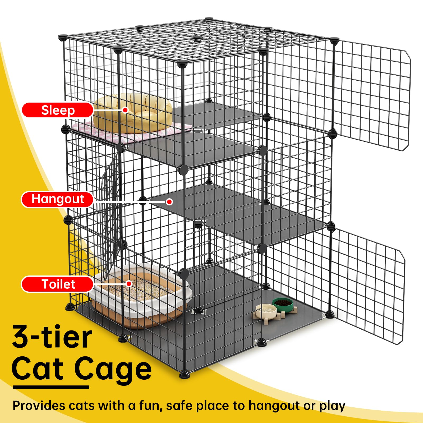 Catio Eiiel de malla metálica con dos puertas para acceso cómodo.