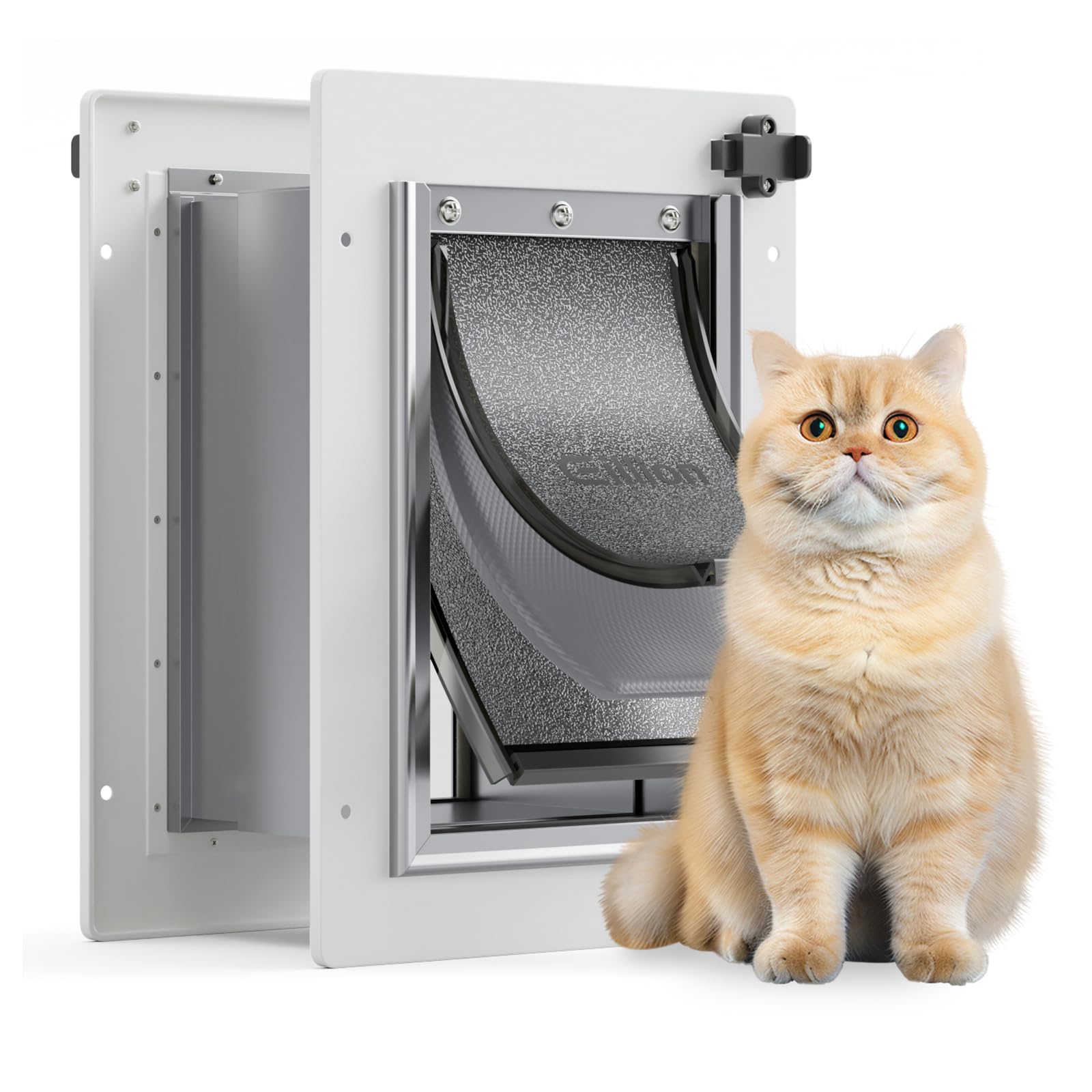 Puerta para gato Eillion con marco de metal para pared, duradera y segura.
