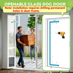 Altura ajustable de 91-96 pulgadas, se adapta a puertas corredizas de vidrio.