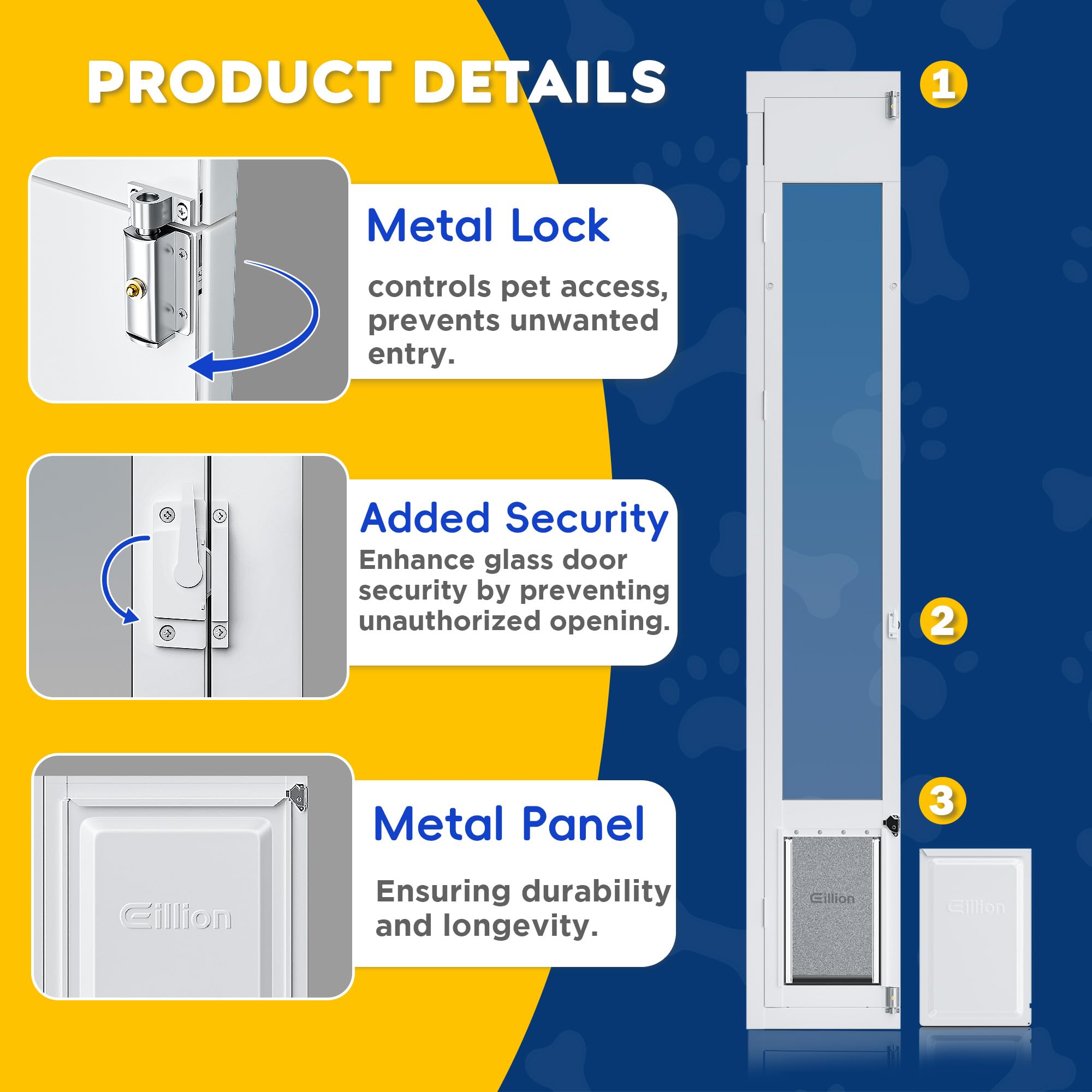 Altura ajustable de Eillion, compatible con puertas correderas de tamaño medio.