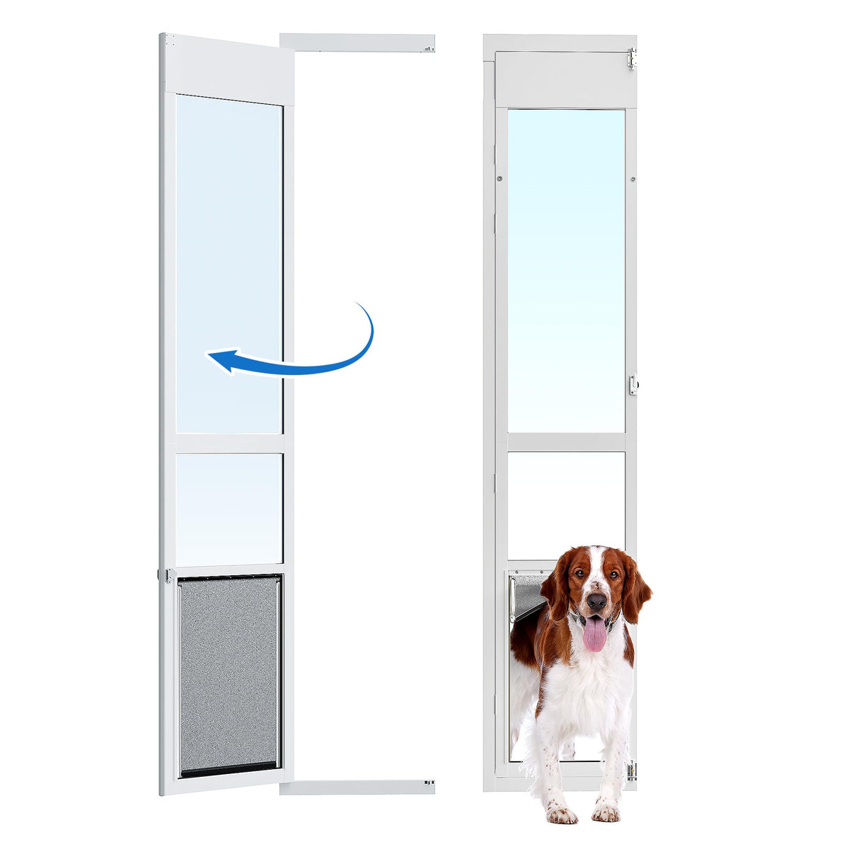 Puerta XLarge de Eillion con marco de aluminio, paso seguro para mascotas grandes