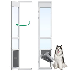 Puerta Eillion XL para perros con tres paneles deslizantes, paso cómodo para mascotas grandes.
