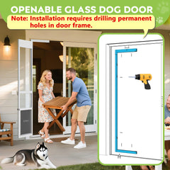 Puerta Eillion XL para perros, panel translúcido de 13,4 x 23,7 pulgadas para visión clara.