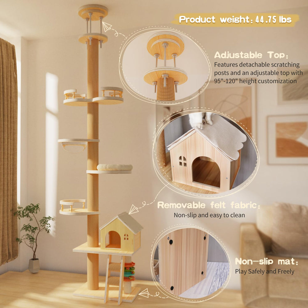 Elegaif torre de gatos con condo cómodo y hamaca para descanso y vigilancia.