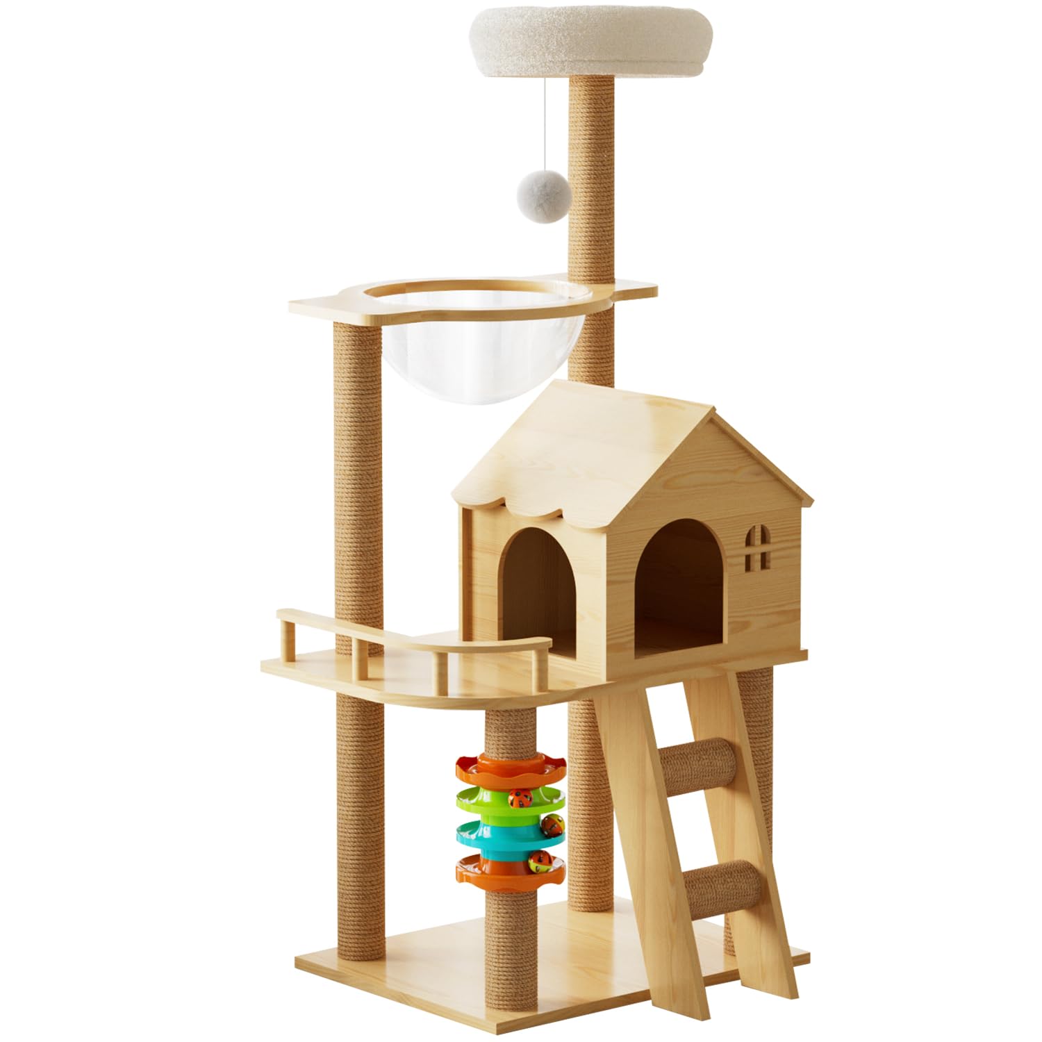 Elegaif torre-gato-madera-47-3-pulgadas, estructura estable para trepar y observar