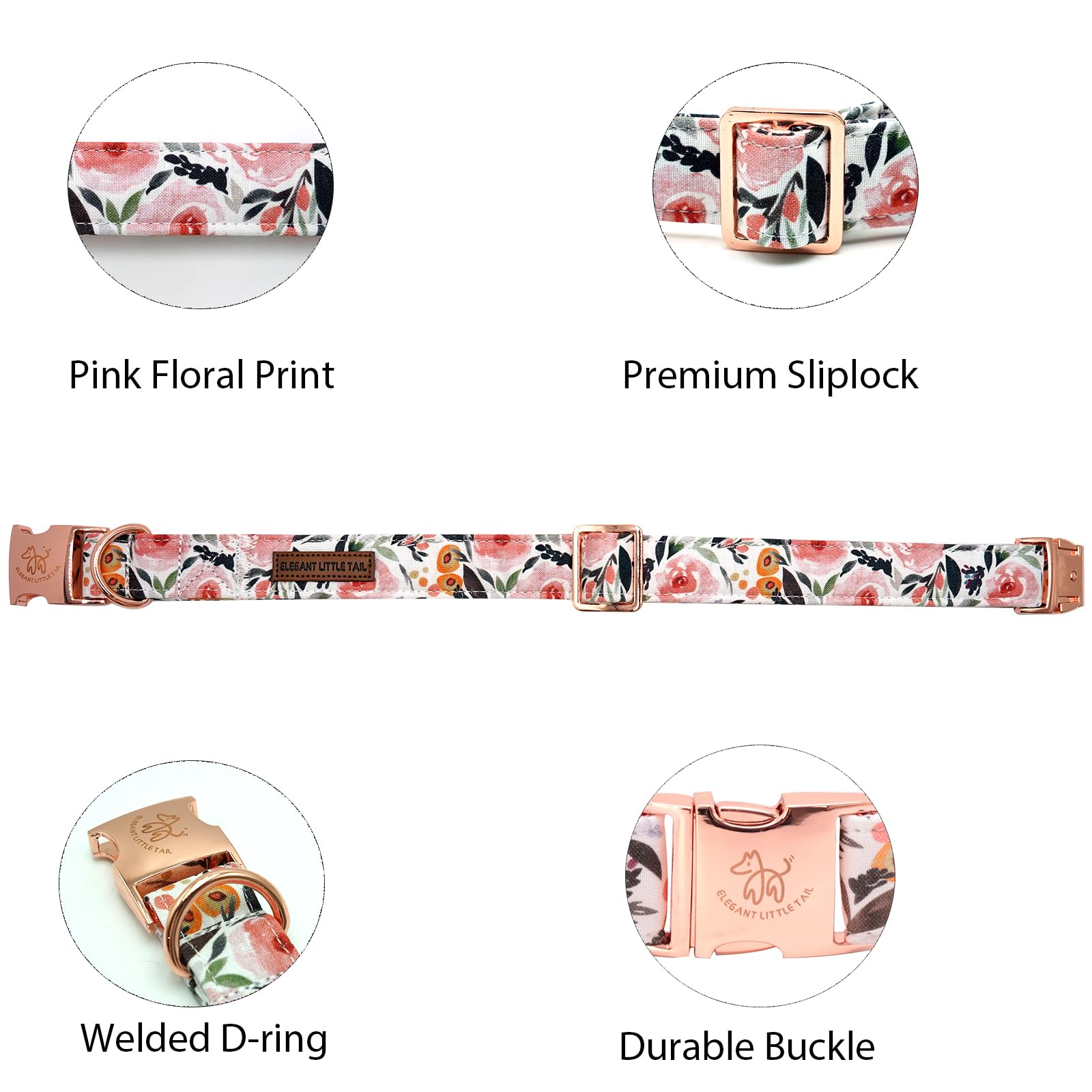 Elegant little tail collar cierre resistente, ideal para perros activos.